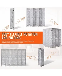 Slickblue Portable 6 Panel Wooden Room Divider, Carved Folding Privacy Screen for Bedroom Office Home