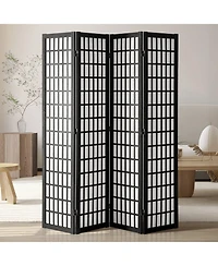 Slickblue Wood Folding Privacy Room Divider Screen 4 Panel Partition for Indoor Home Office Decor