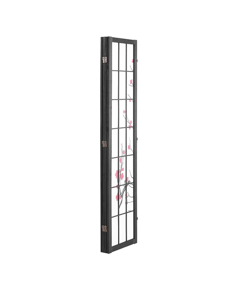 Slickblue 4 Panel Wood Privacy Screen Divider, Portable Folding Partition for Bedroom Home Office Living Room