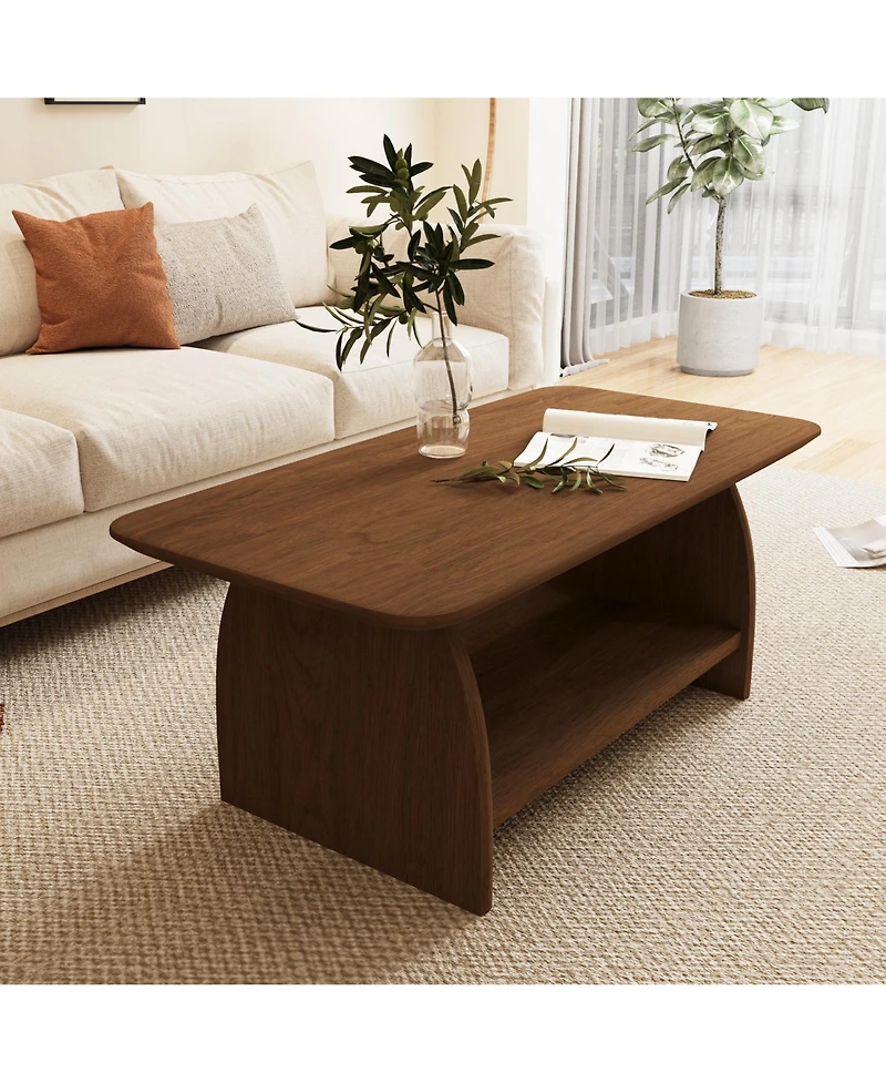Flynama 47 Inch Double-Layer Rectangular Mdf Coffee Table