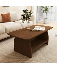 Flynama 47 Inch Double-Layer Rectangular Mdf Coffee Table