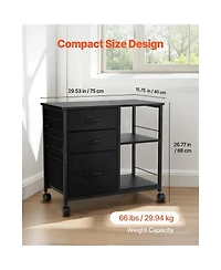 Slickblue Mobile File Cabinet with 3 Drawers and Open Storage Shelves
