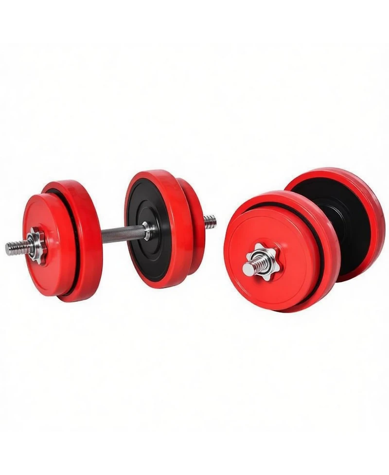 Sevorley 44 lb Adjustable Dumbbell and Barbell Set, 2-in-1 Free Weight Kit with Plates, Connecting Rod and Spin Lock Nuts