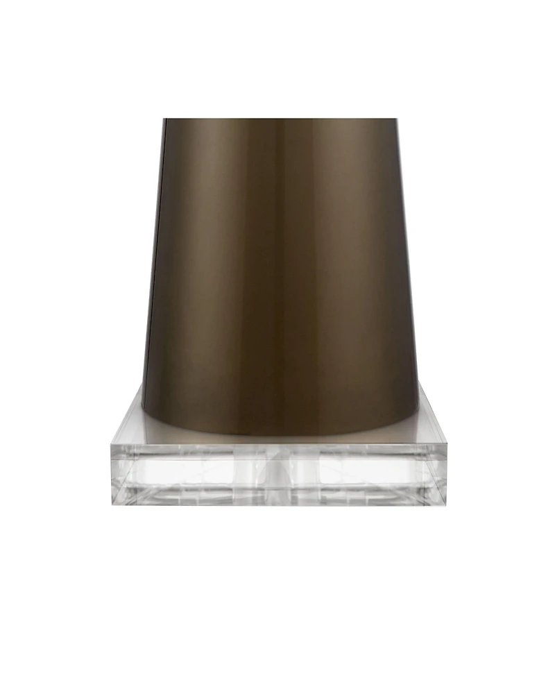 Possini Euro Design Karen Modern Table Lamp with Clear Square Riser 37 1/2" Tall Dark Glass Fabric Drum Shade for Bedroom Living Room