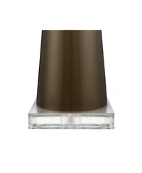 Possini Euro Design Karen Modern Table Lamp with Clear Square Riser 37 1/2" Tall Dark Glass Fabric Drum Shade for Bedroom Living Room