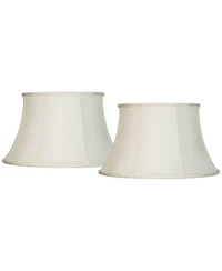 Imperial Shade Set of 2 Bell Lamp Shades Cream Large 13" Top x 19" Bottom x 11" High Spider Replacement Harp and Finial Fitting
