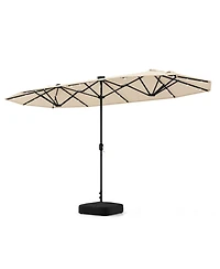 Sugift Double-Sided Patio Umbrella with Solar Lights for Garden Pool Backyard