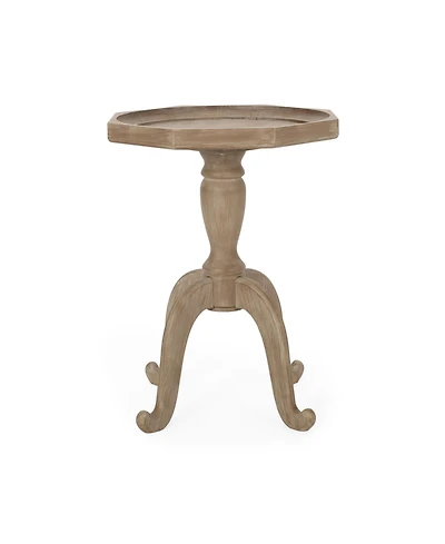 Flynama French Country Octagonal Accent Table, Distressed Faux Wood Spider Leg End Table, 18.25"W×18.25"D×25"H