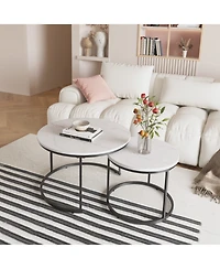 flynama Set of 2 Round Nesting Coffee Tables