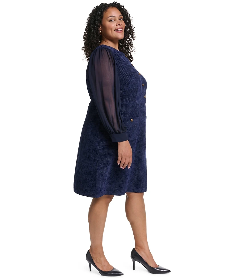 Eliza J Plus Jewel Neck Long-Sleeve Sheath Dress