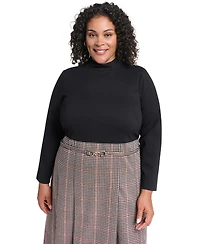Eliza J Plus Mock-Neck Long-Sleeve Twofer Midi Dress