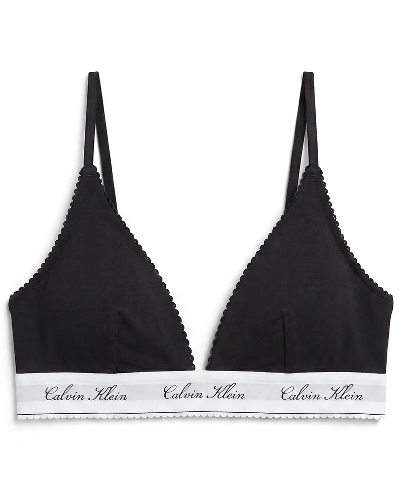 Calvin Klein Icon Cotton-Modal Script Wireless Lightly-Lined Triangle Adjustable Strap Bra, QF9068