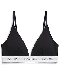 Calvin Klein Icon Cotton-Modal Script Wireless Lightly-Lined Triangle Adjustable Strap Bra, QF9068