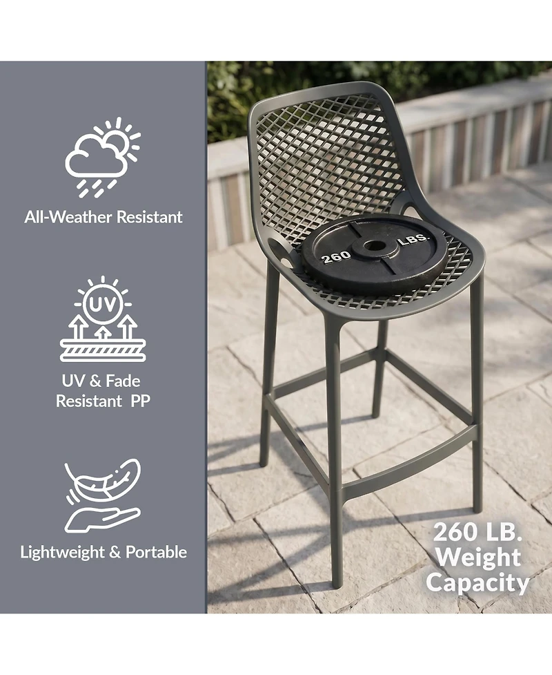 WestinTrends 41.75" Outdoor Modern Polypropylene Plastic Patio Bar Height Stools (Set of 2)