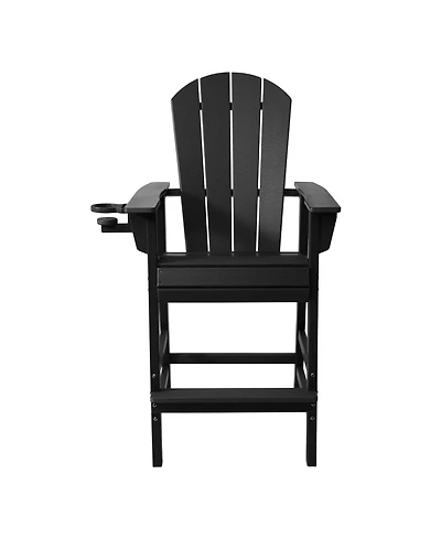 WestinTrends Outdoor Hdpe Tall Adirondack Bar Height Chair With Cup Holder
