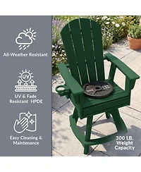WestinTrends Outdoor Hdpe Adirondack Swivel Counter Height Bar Chair With Cup Holder