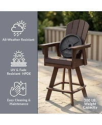 WestinTrends Outdoor Hdpe Swivel Adirondack Bar Height Chair With Cup Holder