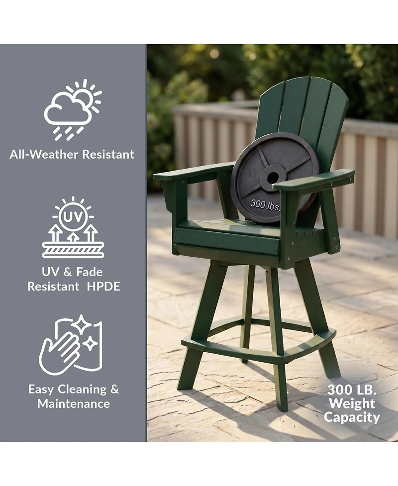 WestinTrends Outdoor Hdpe Swivel Adirondack Bar Height Chair With Cup Holder
