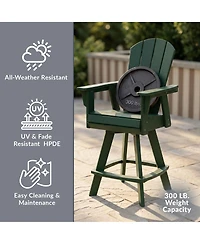 WestinTrends Outdoor Hdpe Swivel Adirondack Bar Height Chair With Cup Holder