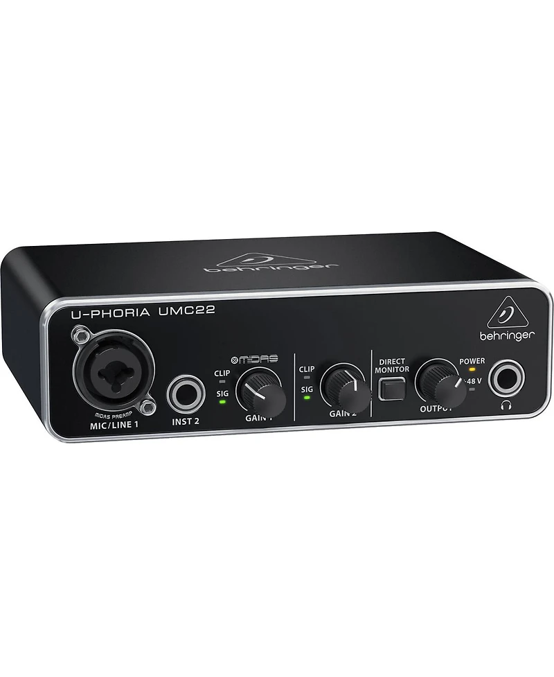 Behringer U-Phoria UMC22 2x2 96 kHz Phantom Power Audio Interface Compatible with Mac Os X and Windows