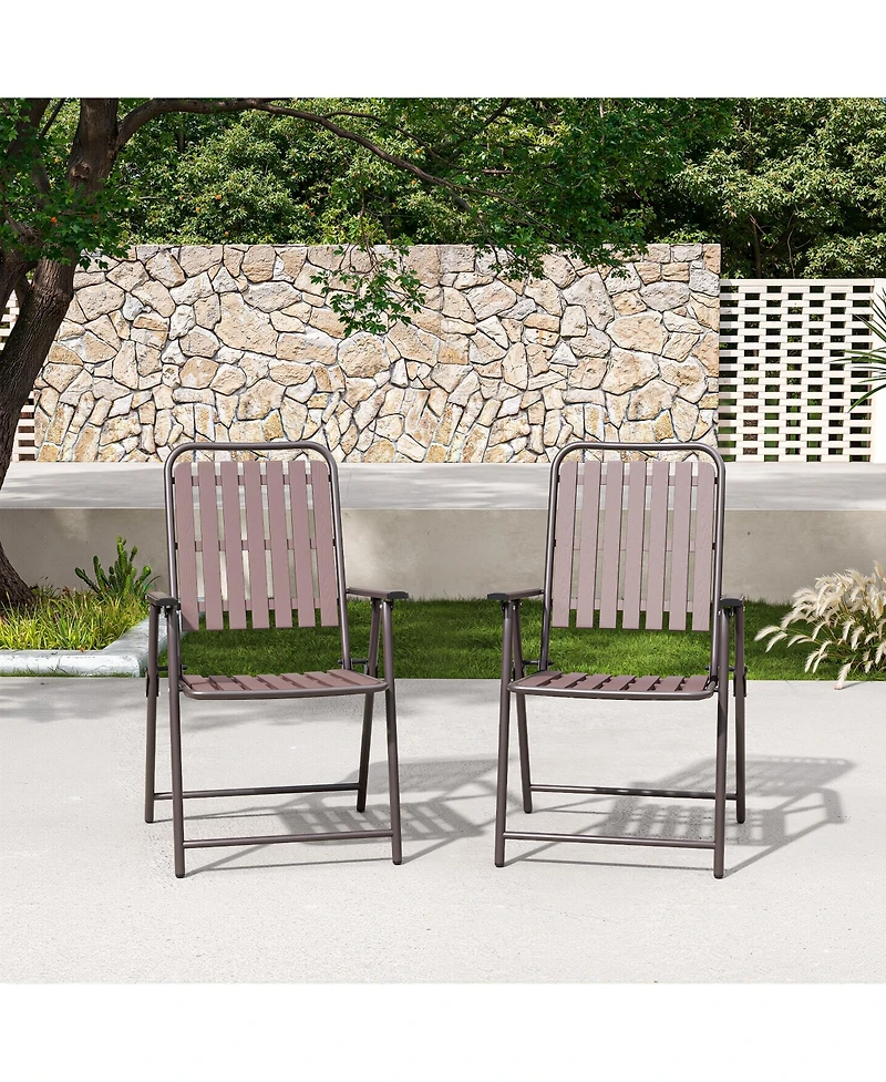 Mondawe 2-Piece Folding Chair with Metal Frame and Wpc slats