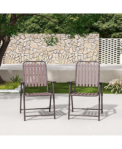 Mondawe 2-Piece Folding Chair with Metal Frame and Wpc slats