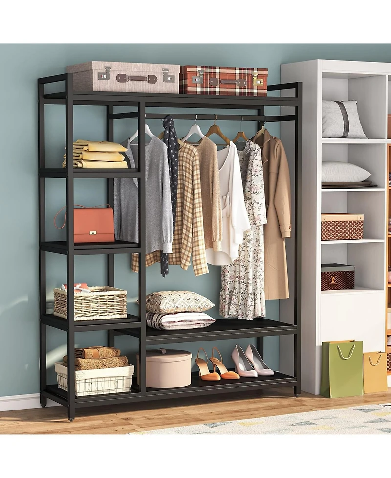 Tribesigns Heavy Duty Garment Rack with Shelves