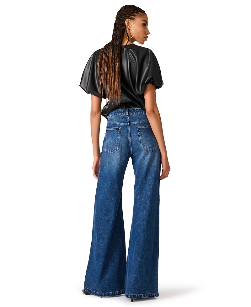 Steve Madden Women's Mid-Rise Wide-Leg Flare Jeans
