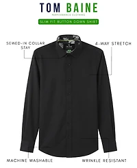 Tom Baine Men's Slim Fit Performance Solid Button Down Shirt