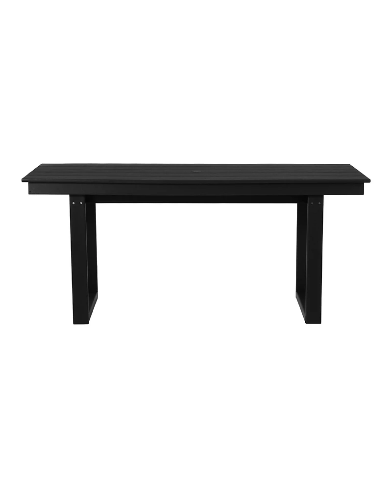 WestinTrends 7-Piece Modern Hdpe Outdoor Patio Dining Table Set With Umbrella Hole
