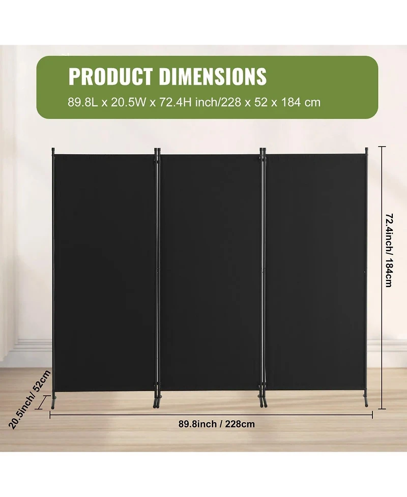Folding Room Divider Privacy Screen, 3 Panel Fabric Partition for Bedroom, Dining Room and Office
