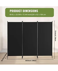 Folding Room Divider Privacy Screen, 3 Panel Fabric Partition for Bedroom, Dining Room and Office