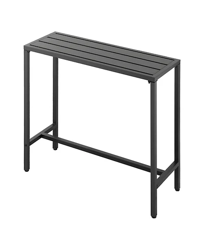 Sugift Outdoor Bar Table with Waterproof Top and Metal Frame Counter Height Dining Table