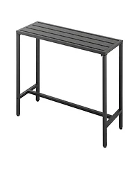 Sugift Outdoor Bar Table with Waterproof Top and Metal Frame Counter Height Dining Table