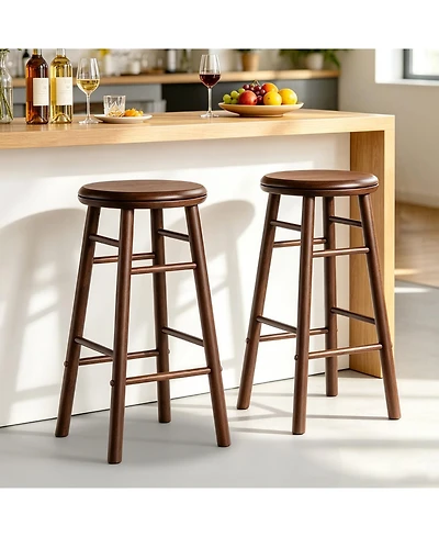 Mecale Set of 2 24-Inch Swivel Bar Stools with Footrests