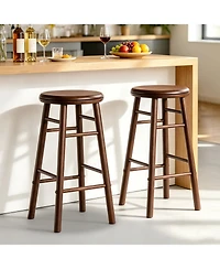 Mecale Set of 2 24-Inch Swivel Bar Stools with Footrests