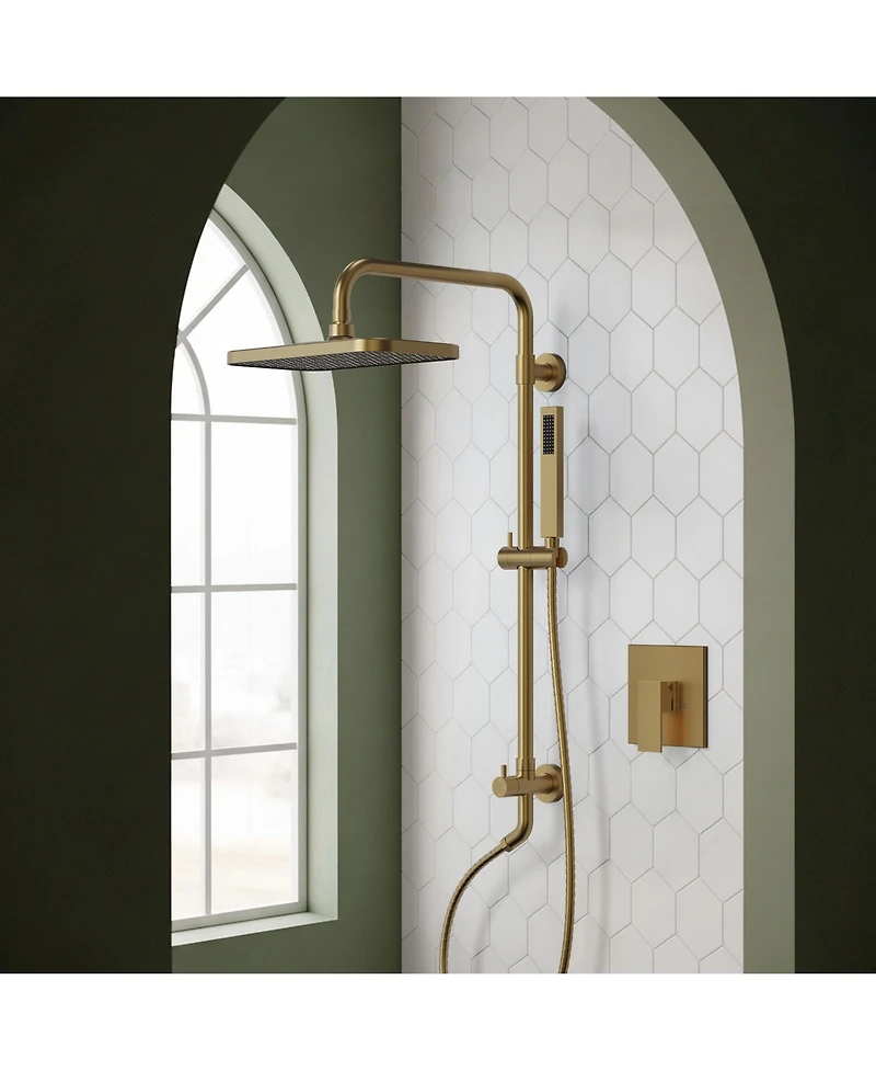 Everstein Pressure-Balanced Shower Faucet System Wall Mount Rainfall Head with Slider Bar Handheld