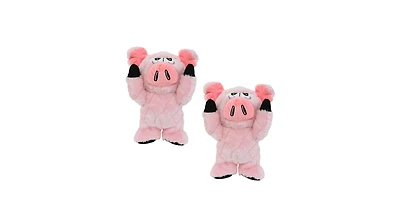 Mighty Angry Animals Pig 2 Pack, Durable Plush Squeaky Dog Toy