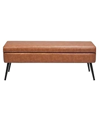 Slickblue Upholstered Leather Storage Bench with Metal Legs for Bedroom Home