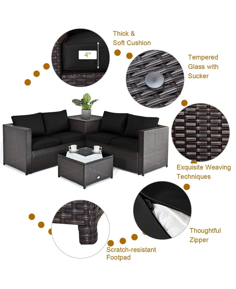 Gouun 5-Piece Patio Furniture Set with 50000 Btu Propane Fire Pit Table