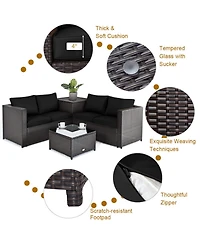 Gouun 5-Piece Patio Furniture Set with 50000 Btu Propane Fire Pit Table