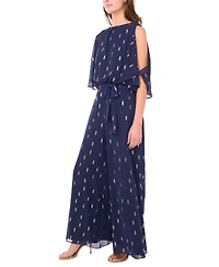 Msk Petite Clip Chiffon Wide-Leg Metallic Jumpsuit