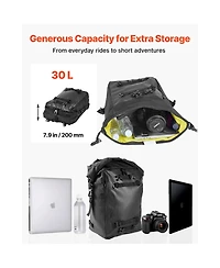 Sugift 30 L Motorcycle Tail Bag Waterproof Rear Seat Luggage with Rain Cover 17.7 x 11.8 x 7.9.
