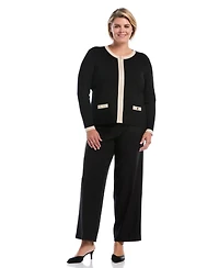 Rafaella Women's Plus Colorblock Full-Zip Fitted Cardigan