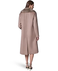 Donna Karan New York Women's Wool-Blend Faux-Fur-Collar Coat