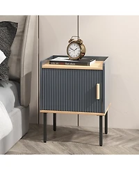 Costway Nightstand Bedside End Table with Door Cabinet for Living Room Bedroom