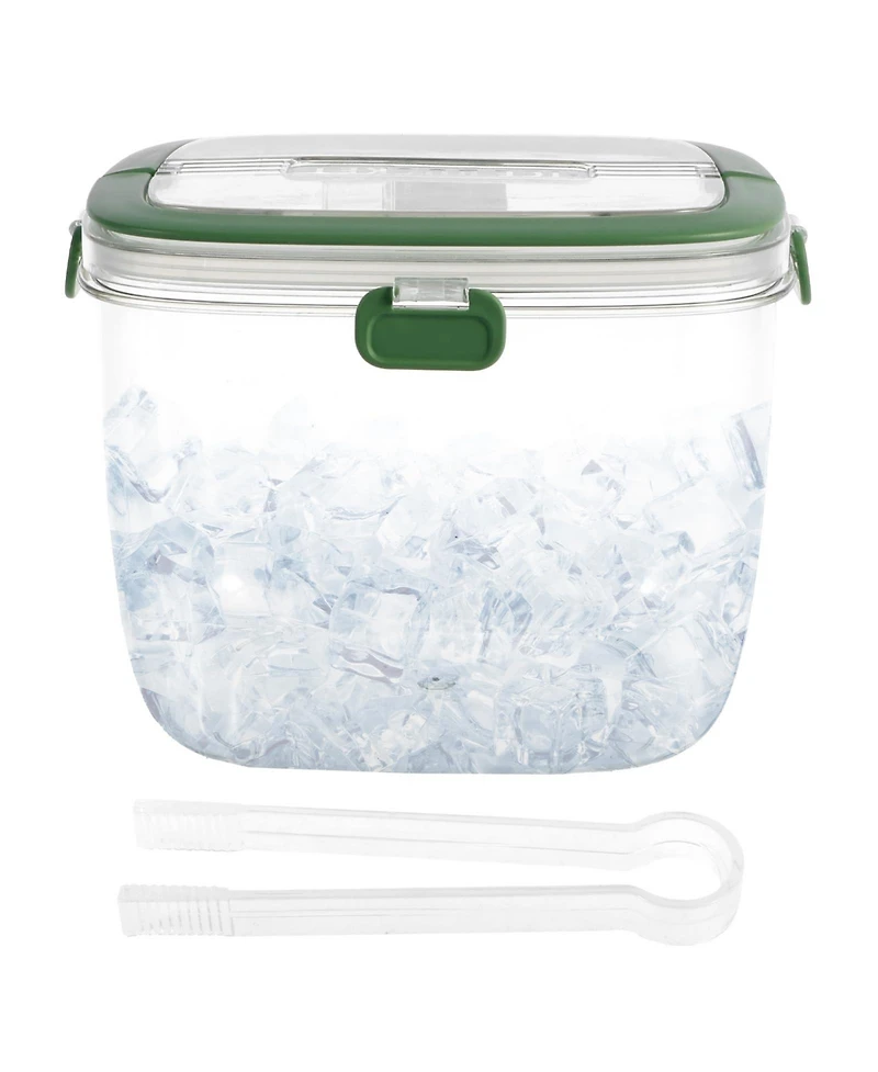 Piscifun 5L Portable Clear Plastic Ice Bucket with Lid and Tongs for Camping Parties