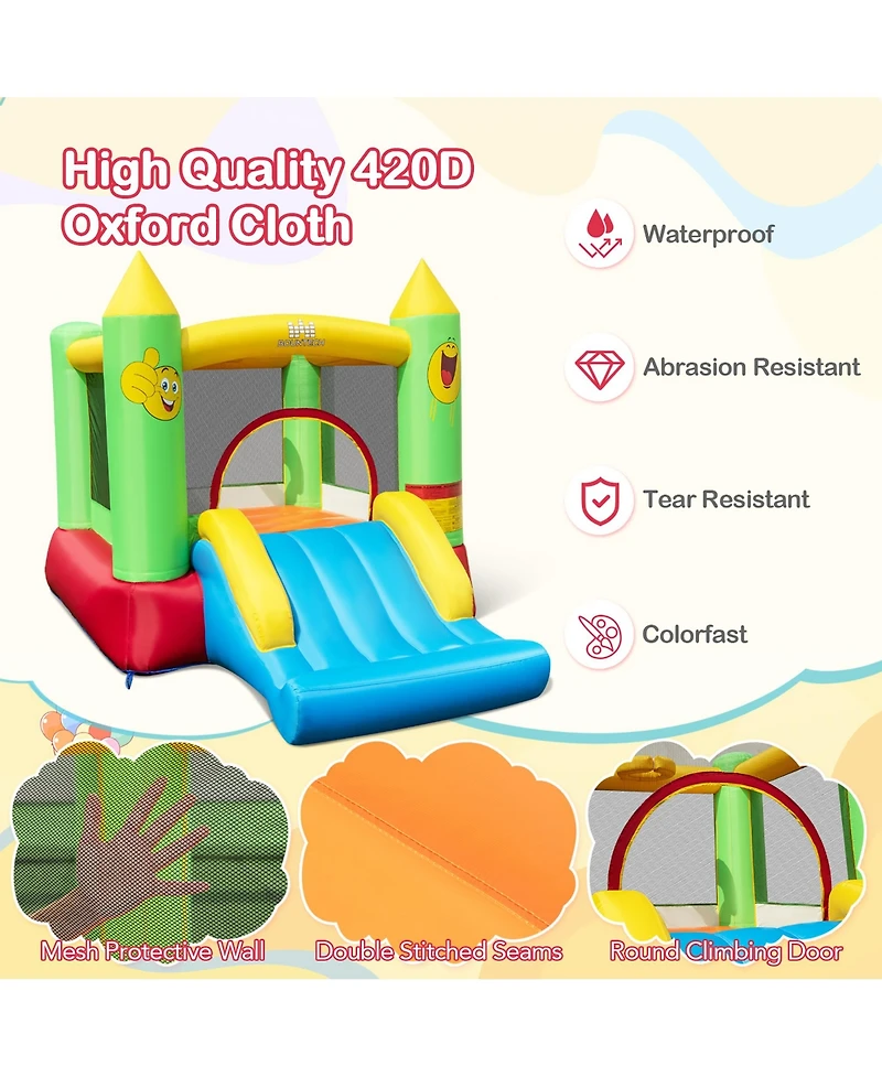 Gymax Inflatable Bounce House with Slide Jumping Area and Basketball Hoop Blower Excluded