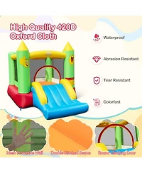 Gymax Inflatable Bounce House with Slide Jumping Area and Basketball Hoop Blower Excluded