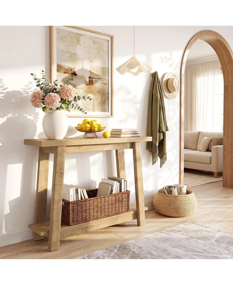 Tribesigns Console Table, Sofa Table Behind Couch, Industrial Console Sofa Table with Storage Shelf
